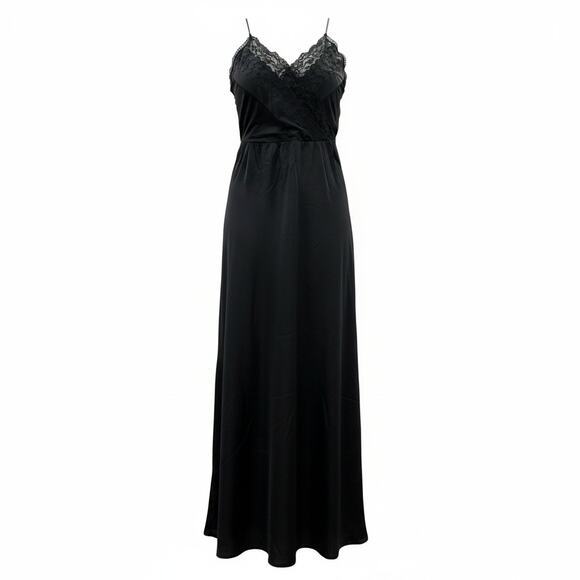 Private Treasures Other - Vintage Private Treasures Black Lace Trim Slip Nightgown Size Medium 1970s